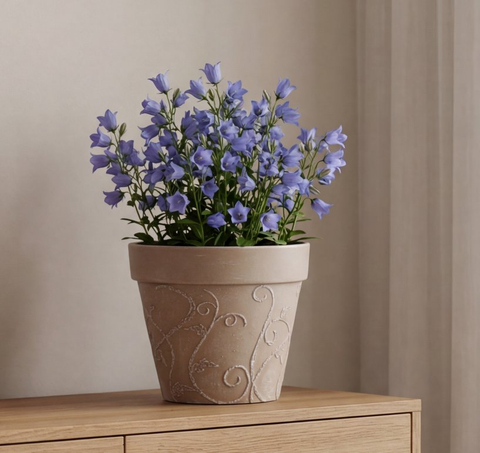 14" Perilla Round Pot White 3D Embossed Flower Planter