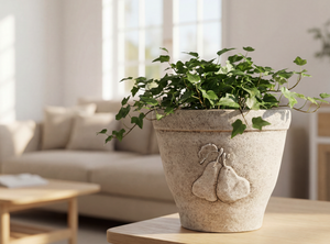 7.5" Cota Pear Pot Ivory Embossed Indoor Outdoor Planter