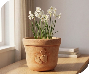 7" Cota Strawberry Pot Ivory Embossed Indoor Outdoor Planter