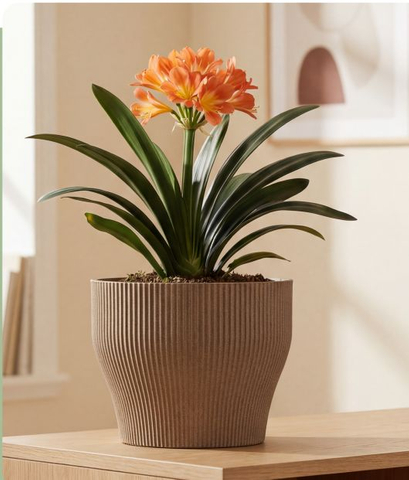 Heyue Round Pot 218 Natural Waist Vertical Texture Planter