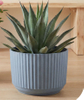 Yuxuan Pot 290 Blue Vertical Texture Indoor Outdoor Planter