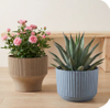 Yuxuan Pot 290 Blue Vertical Texture Indoor Outdoor Planter