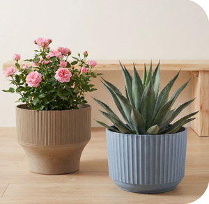 Yuxuan Pot 290 Blue Vertical Texture Indoor Outdoor Planter