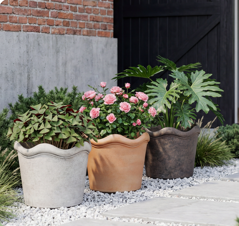 10" Qirui Pot Dark Brown Vintage Indoor Outdoor Planter