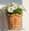 8.5" Cota Cherry Pot Dark Brown Embossed Indoor Outdoor Planter